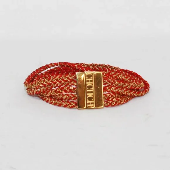 CAROLINA HERRERA #39318 Floral Red Bracelet and Ring Set (Ring Size 6)